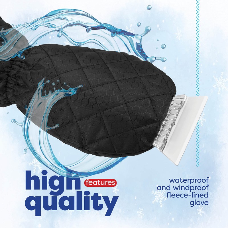 SCRUBIT Ice Scraper with Glove - Car Windshield Scraper for