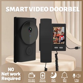 Video Door Phone System, 3.5 Inches IPS Screen Monitor Wireless Doorbell Kits, Night Vision Outdoor Camera Door Intercom, 2-Way Intercom, One-Click Doorphone Telephone Style for Home, Office