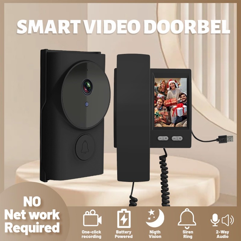 Video Door Phone System, 3.5 Inches IPS Screen Monitor Wireless