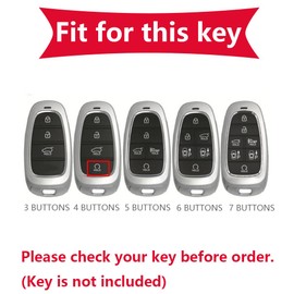KUNIO Key Fob Cover fit for Hyundai Tucson NX4 Ioniq 5 Santa Fe Nexo 2021 2022 2023 Key Protection Metal Cover Key Cover Key Fob 3 Buttons Black
