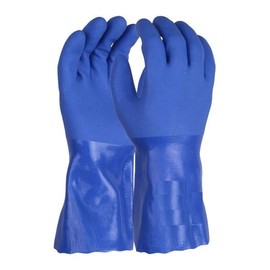 Blue PVC Rubber Heavy Duty Chemical Resistant Gauntlet 35" Long Arm Gloves Chemical Safety Gloves 3 Pairs