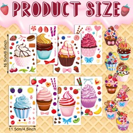 Karenhi 48 Sheets Scented Cupcake Stickers Scratch and Sniff Make A Cupcake Stickers Sheet Make Your Own Cupcake Stickers Mix and Match Dessert Stickers for Kids DIY Art Craft Party Favors