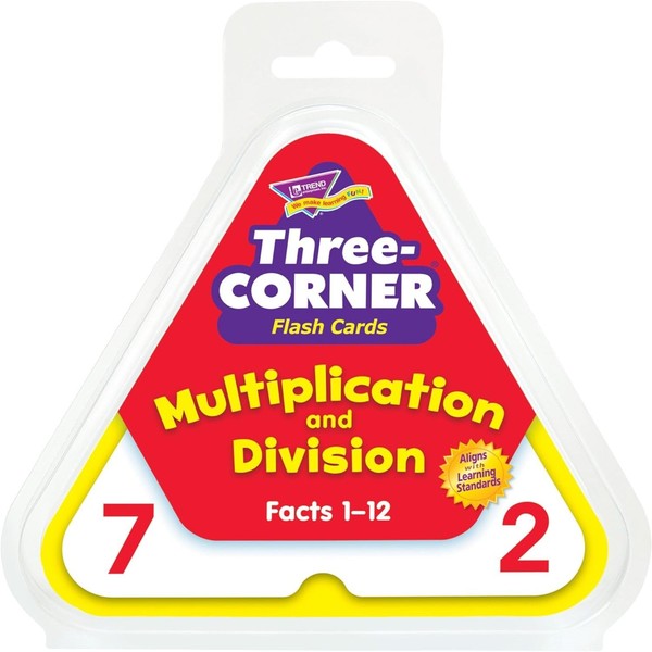 Trend Enterprises: Three-Corner Multiplication and Division Flash Cards, Interactive Self-Checking