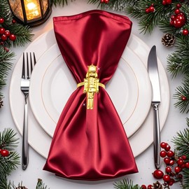 Davifina Christmas Napkin Rings Set of 12 Gold Metal Nutcracker Napkin Rings Bulk for Xmas New Year Dinner Decor,Western Festival Napkin Ring Holders for Wedding Family Gathering Daily Table Setting