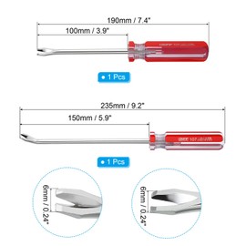 PATIKIL Upholstery Staple Remover, 6" V Curved 4" V Straight Construction Staple Puller Staple Nail Tack Tool for Furniture Wooden Floor Photo Frame, Red