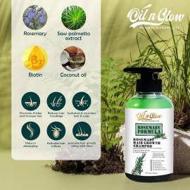 OilnGlow USDA Organic Rosemary Hair Growth Shampoo For Thickening, Regrowth &...