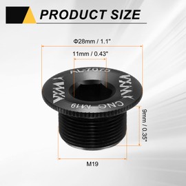 sourcing map Crank Cover Screw M19 Set Aluminum Alloy Bicycle Crank Fixing Bolt Bike Crankset Arm Bolt Chainwheel Screws for Mountain Bike, Black