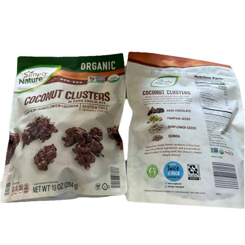 Simply Nature Coconut Clusters Dark Chocolate Pumpkin Sunflower Quinoa Non