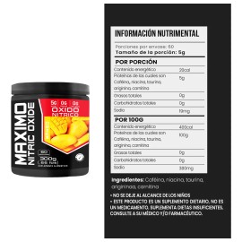 Óxido Nítrico Pre Entreno Maximo Protein 300g 60 Servs Mango