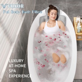Full Body Bath Pillow for Bathtub, Thick Bathtub Cushion with Laundry Bag, Luxury Tub Pillow for Bath for Headrest Neck and Back Support Gray 60" x 16"
