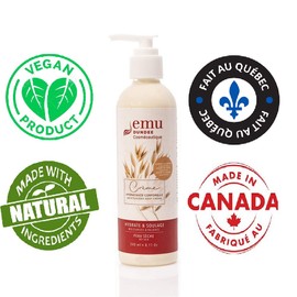 Emu Dundee | Vegan Body Lotion Cream with Natural Ingredients | Colloidal Oats, Shea butter & Jojoba Esters | Dry and Sensitive Skin, Moisturizing, Made in Canada 240ml