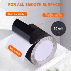 OQingluan Anti Slip Tape, 5cm*10m / 2in*33ft, Grip Tape for Steps, High Traction Safety Tape, Non Slip Stair Treads, Anti Slip Tape Outdoor Waterproof, Not Easy to Leave Residual Glue, Black