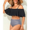 Tempt Me Women Two Piece Off Shoulder Ruffled Flounce Crop