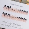 French Tip Press on Nails Medium Almond Fake Nails Black