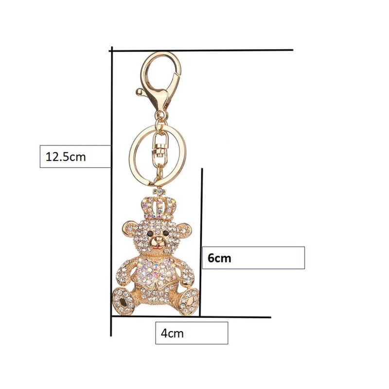 Cute Bling Crystal Animal Keyring Charm Bear Poodle Elephant Pendant