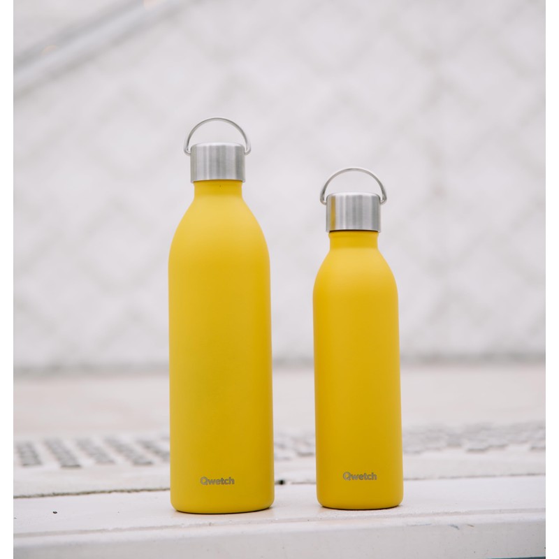 Qwetch - Drinking Bottle 600 ml Stainless Steel Curry Yellow