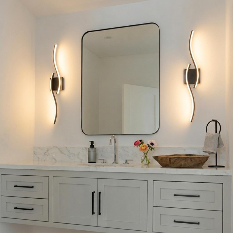 fengkiop Vanity Light for Bathroom, 31.6 Inch Black LED Dimmable
