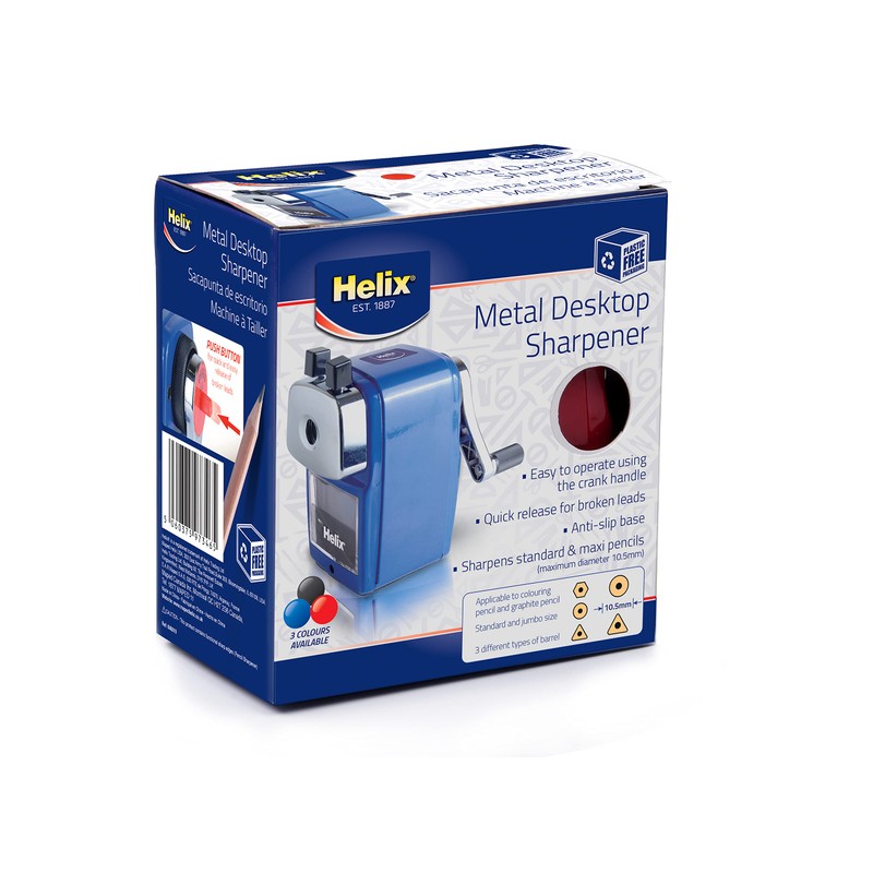 Helix Metal Desktop Sharpener for Standard and Jumbo Pencils (Assorted