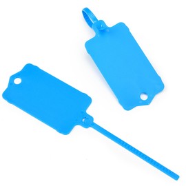 LeadSeals 100pcs Blank Plastic Tags for Labeling Reusable Hanging Tags Ties Key Tags Storage Tags Waterproof Plastic Mark Label Writable Hang Sign (Blue)