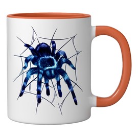 Tarantula Arthropod Tarantula Spider Arachnid Spider Phobia Ceramic Mug, Orange/White