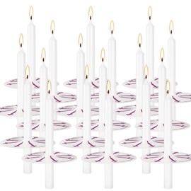 Wfmolcand 200 White Taper Candles with Drip Protectors Smokeless and Unscented 4.7'' H X 0.47'' D- Handheld Drip Guard,Church for Prayers, Vigil,Memorial Services, Religion,Shabbat, Prayer Candles