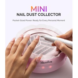 MelodySusie PocketSized Nail Dust Collector with Lightweight Design,HProA 6000RPM Ultra-Small Nail Vacuum Fan with 3 Suction Modes and 30 Disposable Filter Papers for Beginner & Daily Nail Care,Pink
