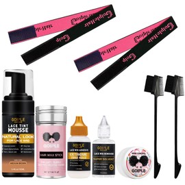 Lace Tint Melting Hair Mousse, Lace Tint Mousse for Women Hair Wigs Lace Wigs Toupees and Hairpieces Natural Finishing Lace Color, Wig Glue Lace Tint for Wigs Tool Set (Mocha- Medium Brown)