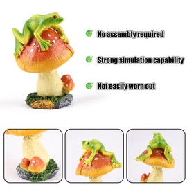 BEGONIC Frog Statue,Mushroom Decor for Garden,Funny Decoration for Outdoor,Resin Figurines for Yard Patio Lawn