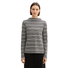 TOM TAILOR Women's Long-Sleeved T-Shirt, 36648 - Black White Irregular Stripe, M