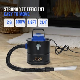 GoCampDirect Ash Vacuum Cleaner -2.6 Gallon Fireplace Ash Vac with 800w Powerful Hose Non-Woven Dust Separator | Dry Stove Vacuum for Fireplaces Pellet Grill Wood Stove Fire Pits Blue