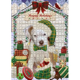 Christmas House with Presents Pitbull Dog Jigsaw Puzzle for Adults - Animal Printed Interlocking Puzzle Game Artwork - Gift for Dog Lover's -1000 Pcs 29.5"x19.7", PZLE53170