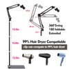 YUNHAN Hair Dryer Stand Holder 360 Rotate Hands Free Hair