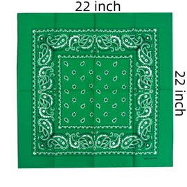 Vamqor 100% Cotton 10 Pack Fine Bandanas(Green)
