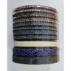 Goodway Flap Disc and Polishing Set 11 Pieces Diameter 115 mm │ 4 x Blue (Inox), 4 x Brown (Standard) │ Grit 40/60/80/120 │ 1 x Coarse Cleaning Disc, 2 x Polishing Disc (Felt/Nylon)