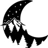Moon with Stars Mountain Scene Vinyl Decal Sticker for Car/Window/Wall
