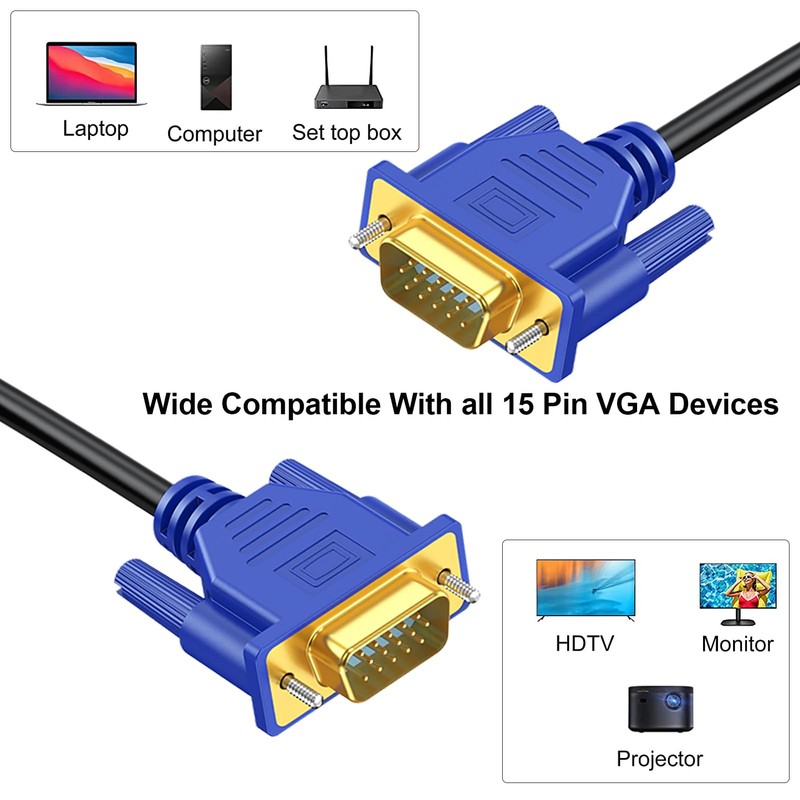 VGA Cable 10 Feet, VGA Computer Monitor Cable Adapter, Gold-Plated