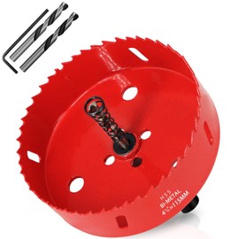 KACNON Hole Saw 115 mm, Universal High-Speed Steel HSS M42 Bi-Metal Hole Saws with Hex Shank and Drill, Complete Sizes, for Wood, Plastic, Plasterboard, Sheet Metal, Red