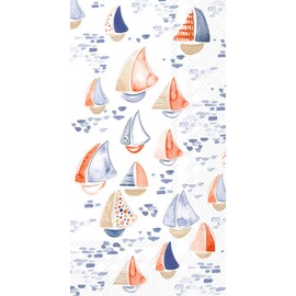 IHR Ideal Home Range - Servilletas de papel de 3 capas con diseño de playa náutica costera, tamaño de huéspedes, barco de vela Nantucket