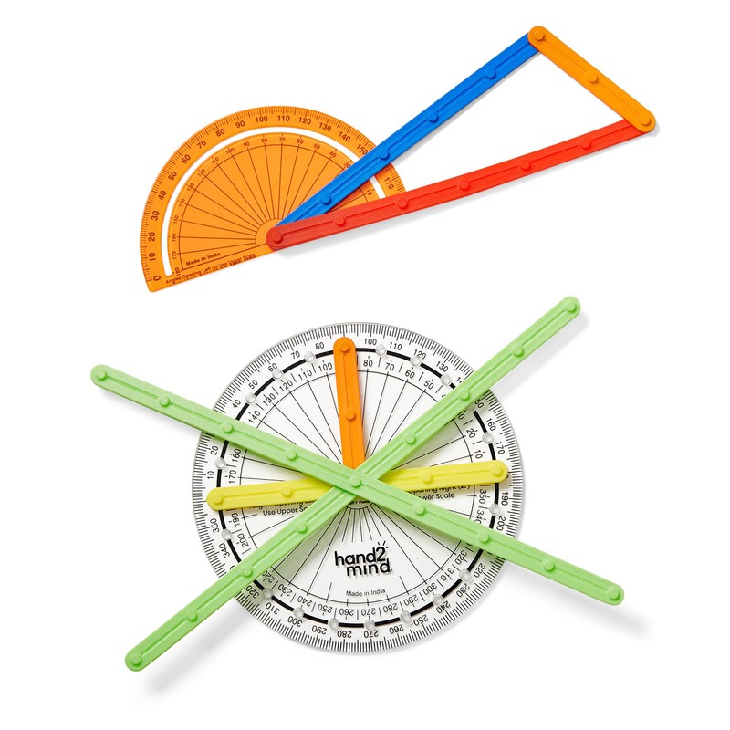 hand2mind AngLegs Starter Set with 2 Protractors, Geometry Manipulatives, Geometric