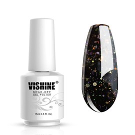 Vishine Gel Polish Professional Manicure Salon DIY UV LED Soak Off Gel Nail Polish Varnish Color Glitter Black