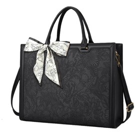 NUBILY Laptop Bag for Women Waterproof Leather 15.6 Inch Tote Bag Business Lightweight Office Briefcase Large Capacity Handbag Shoulder - Color: Black