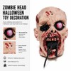 Realistic Zombie Head Sculpture - Halloween Horror Decor with Glowing