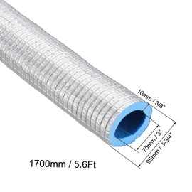 PATIKIL 5.6Ft Pipe Insulation Foam Tubing, 75mm(3") ID 95mm(3-3/4") OD Heat Preservation XPE Foam Tube Wrap with Aluminum Foil for AC Unit Air Conditioning Water Pipe, Silver Blue