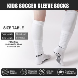 Barrlves 3 Set Kids Grip Soccer Socks and Shin Guard Sleeves Football Basketball Training for Age 7-14 Boys Girls (US, Alpha, One Size, Regular, 3 Set Beige Black White Blue)