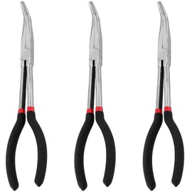 FUNSUEI 3 Pcs 11 Inch Long Needle Nose Pliers, 45 Degree Curved Needle Nose Pliers, Long Reach Pliers Bent Nose Pliers for Mechanical, Plumbing, and Home Repair Work