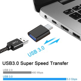 LacyMC USB C to USB A 3.0 Adapter [2 Pack], USB A 3.0 Female to USB-C Male for MacBook Pro,Galaxy,Type-C Phones and Tablets, Other USB Type-C Devices