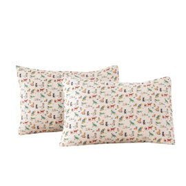 ECOCOTT 2 Pack Pillowcase Standard Size, Cartoon Cute Dogs Animal Pattern Pillow Cases Set, 100% Cotton Pillow Covers with Envelope Closure (Standard, 20"x26")