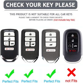 Yunukin for Honda Key Fob Cover, Premium Soft TPU Full Protection Key Fob Case for Honda CRV HRV Accord Civic Pilot Ridgeline Odyssey Ridgeline Passport Smart Remote Key Protector Accessories (Black)