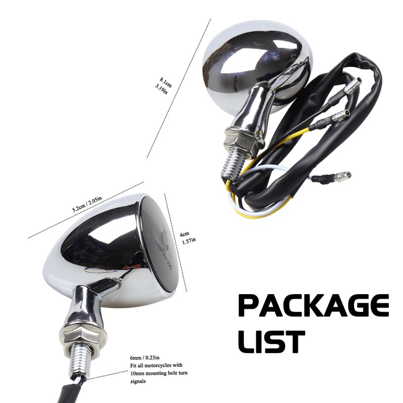 FACAILAHA Universal Chrome Front Bullet LED Turn Signals 12V Motorcycle