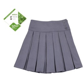 BIENZOE Girl's Stretchy Pleated Adjustable Waist School Uniforms Skirt Grey 10